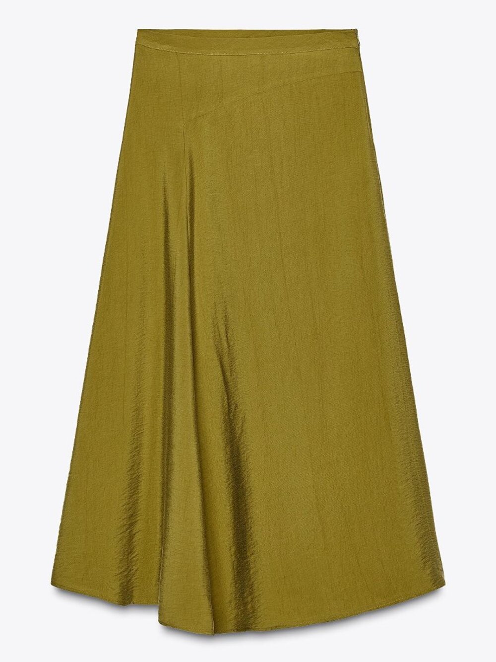 Zara Asymmetric Midi Skirt Olive Green Size L